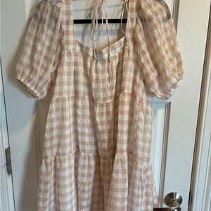 En Saison Light Pink and White Gingham Dress, size small